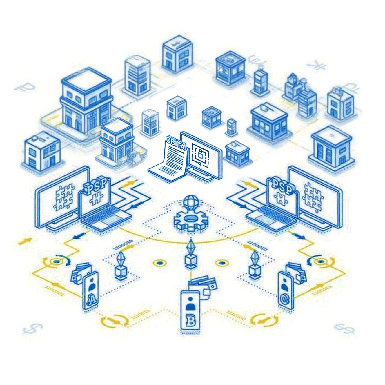 ObitaMesh 3D illustration showing global trading network